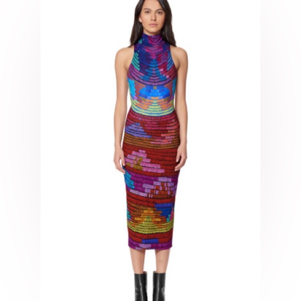 Mara Hoffman Ponte Turtleneck Dress Print Radial